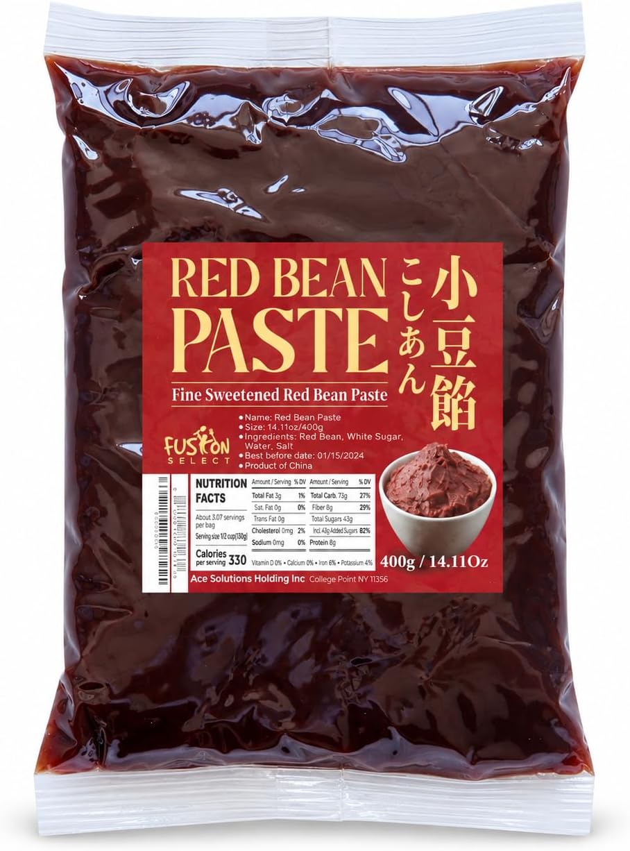- Fusion Select 1 Pack Fine Sweetened Red Bean Paste, Smooth Koshian Anko | Filling For Mochi, Dorayaki, Buns, Pastries, Mooncake & Asian Desserts, Ready to Use, 14.11 oz