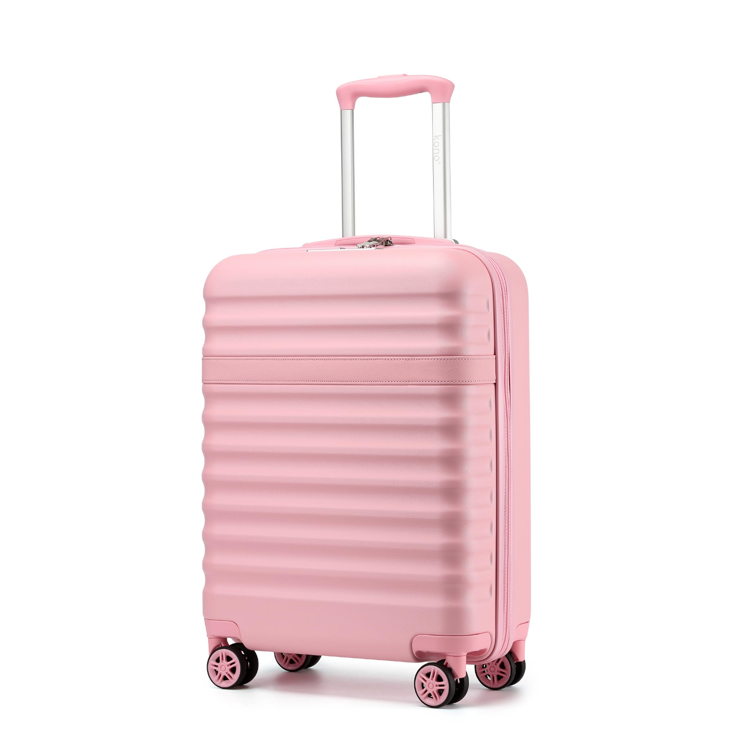 Kono Maleta de Mano ABS + PC rígida Ligera de Cabina de Viaje con Ruedas giratorias TSA, Cabin 20 Inch（S，Rosa）