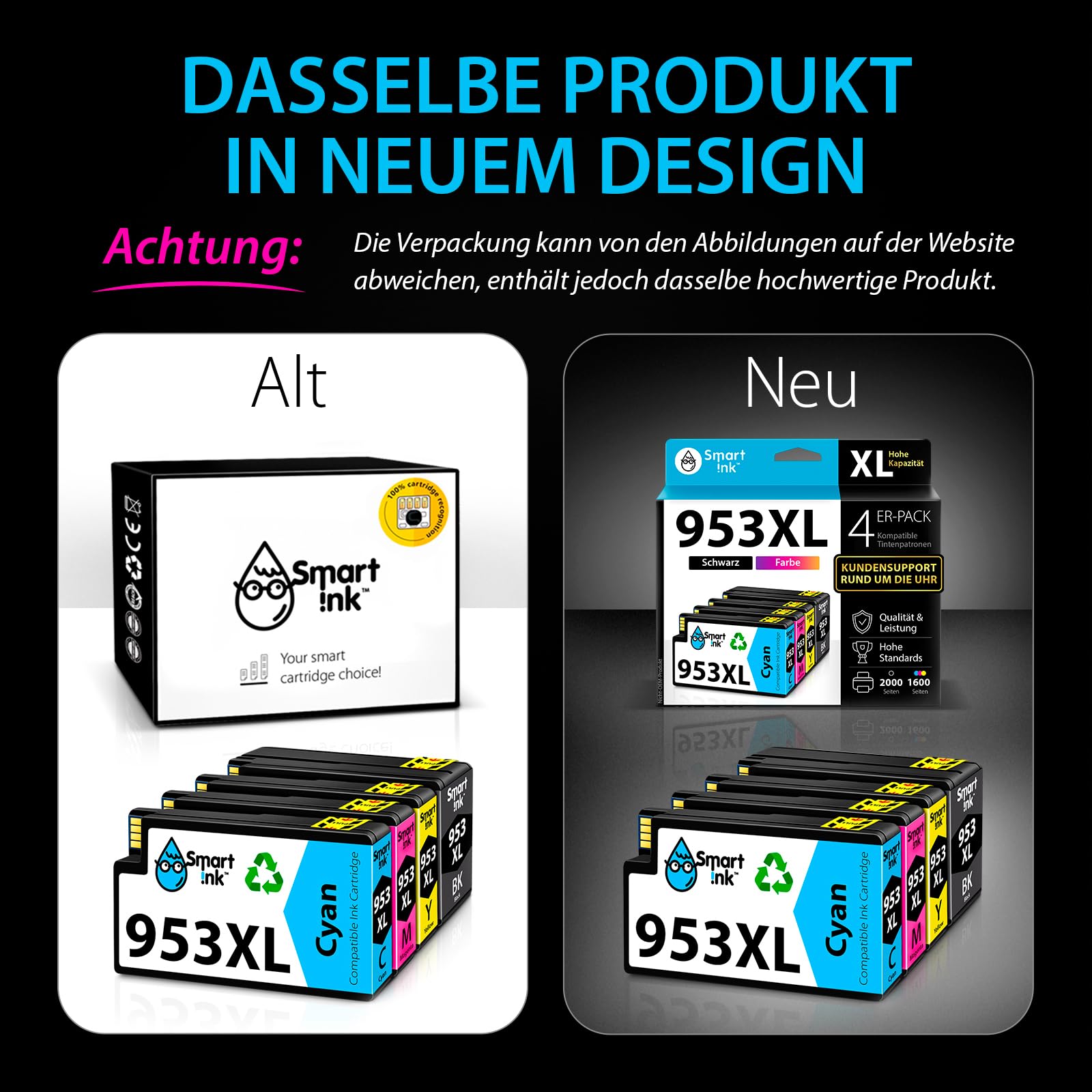 Smart Ink Kompatible Druckerpatronen Ersatz für HP 953XL Multipack Schwarz Blau Rot Gelb Officejet Pro 7720 7730 7740 8210 8218 8710 8715 8718 8720
