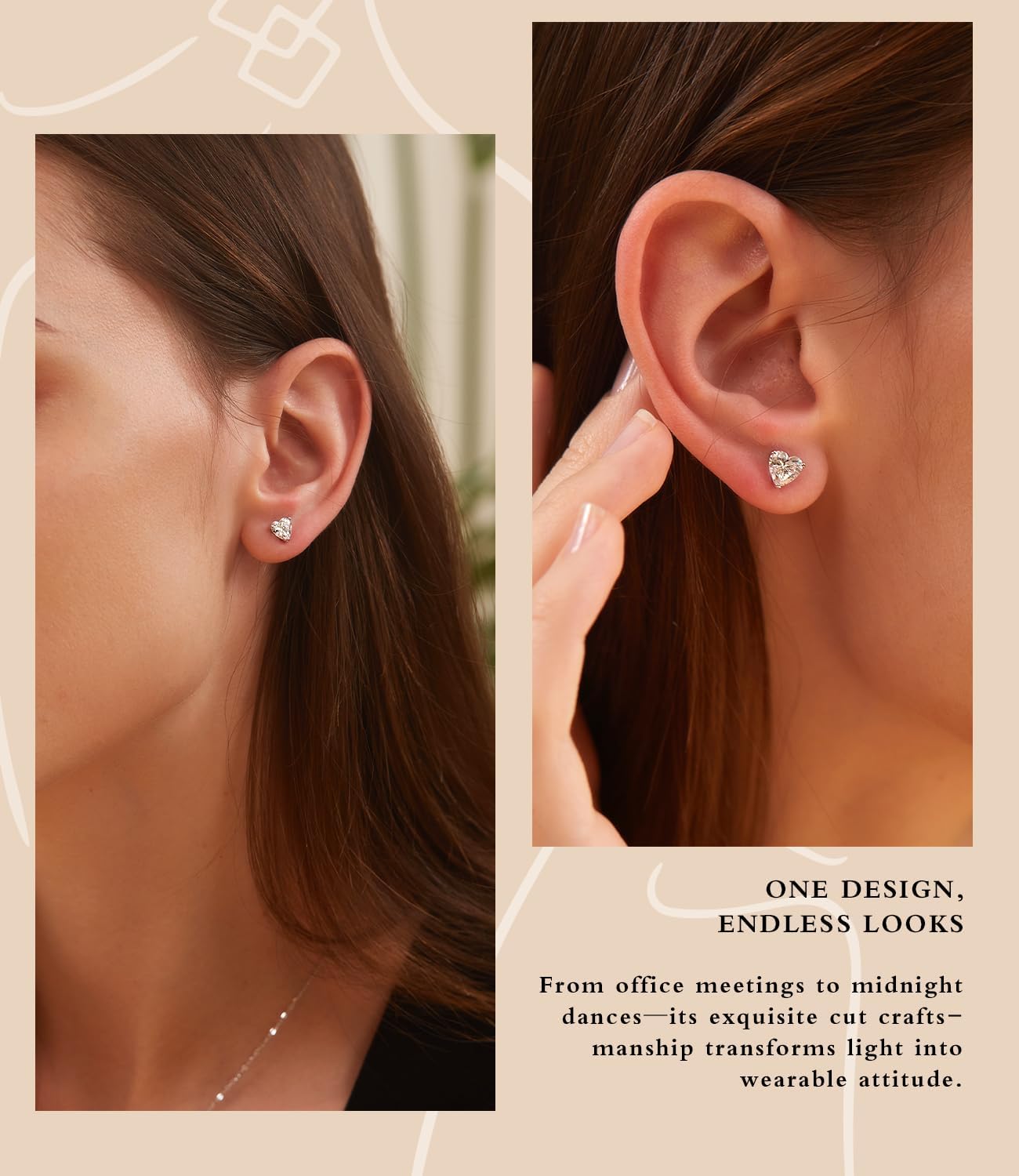 "STUNNING FLAME" Trillion-cut/Cushion-cut/Emerald-cut/Marquise-cut ... 18K White Gold Plated Sterling Silver Cubic Zirconia Simulated Diamond Stud Earrings for Women - Image 5