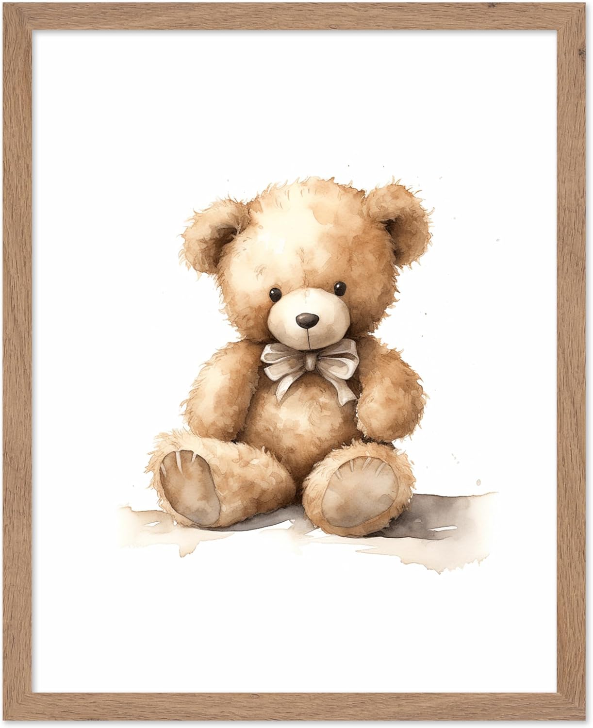 Poster Master Cute Baby Bear Print - Plush Teddy Bear Poster - Plushie Art - Nursery Wall Design - Gift for Boys, Girls & Parents - Minimal Wall Decor for Kid's Room or Bedroom - 11x14 Beige Framed