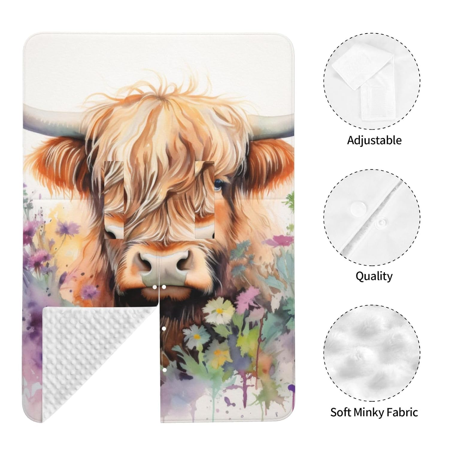Spring Highland Cow Baby Car Seat Cover & Breastfeeding Nursing Cover - Breathable Stretch Fabric Multi-Use Nursing Cover for Breastfeeding