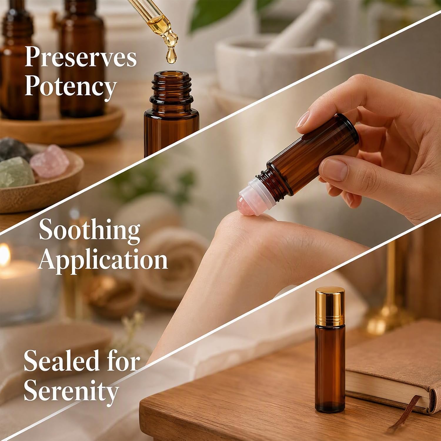 2 x 50 ml roll-on glass bottles for essential oil, roll on bottle, empty image 4