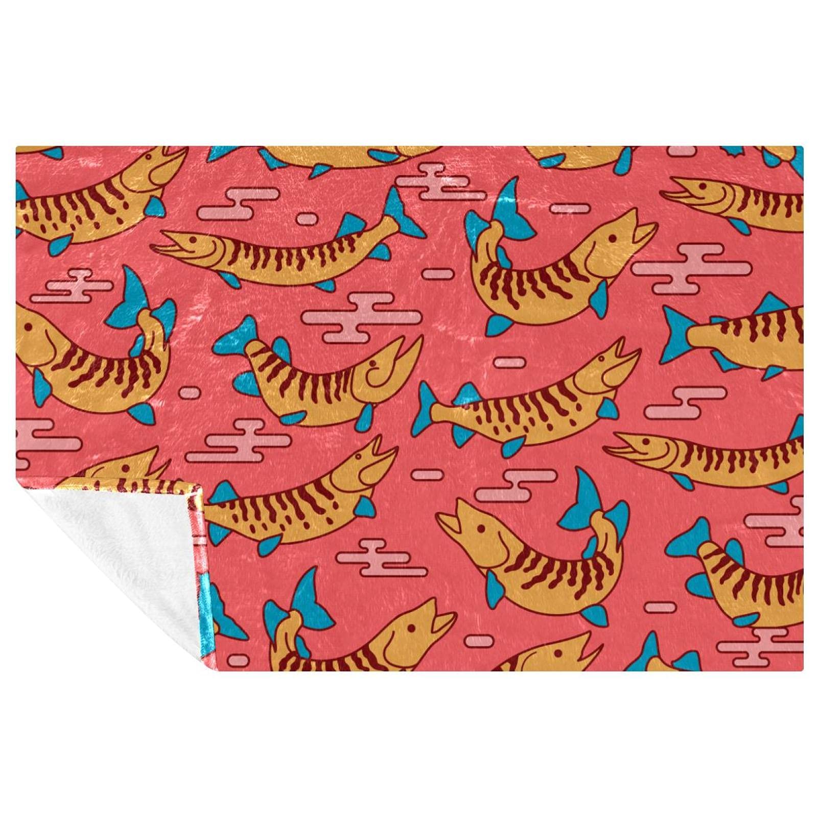 Couverture douce et chaude poissons musqués rose 150x100 cm