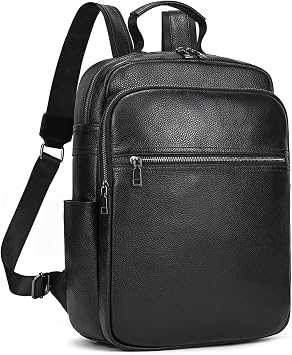 LUUFAN Genuine Leather Shoulder Bag for Men Casual Backpack Slim Daypack Laptop Rucksack Business Travel Outdoor Bag