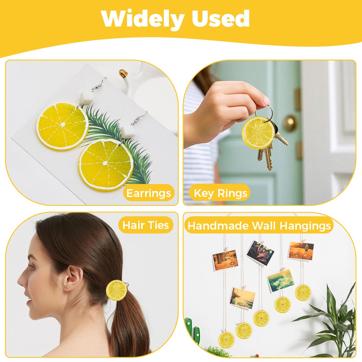 20 Piezas Rodajas de Limón de Plástico Artificiales, 6 cm x 8 mm, Rebanada Falsa del Limón, para Fiesta Cocina Boda Centro Mesa Manualidades DIY Accesorio Fotográfico (Amarillo)