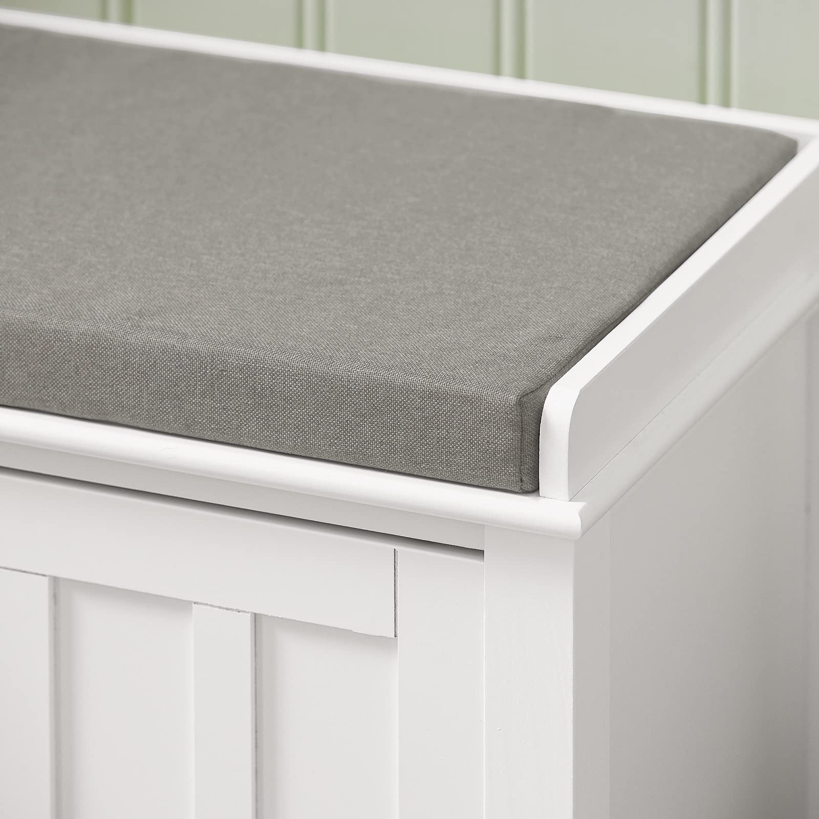 SoBuy Panca scarpiera con 2 armadietti 105x35x43cm per ingresso | Scarpiera contenitore in legno con cuscino 4cm, 2 armadietti e ripiani, MDF, portata 150kg, bianco FSR35-W