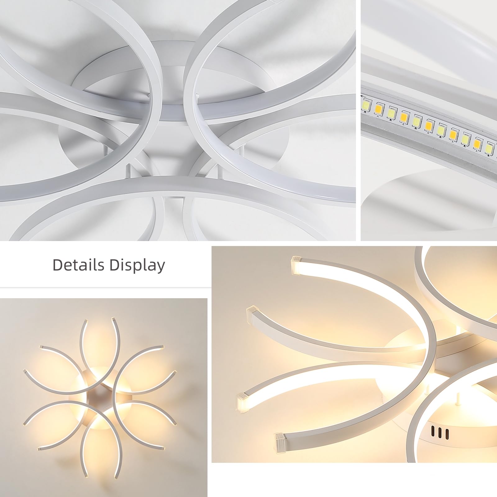 Goeco Ceiling Light, Modern LED Curved Petal Ceiling Light Fixture, Dimmable Aluminum Flush Mount Ceiling Light Flower Shape LED Light for Living Room, Bedroom, Dining Room, Kitchen