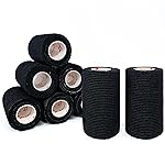 [8 Pack 4 x 5 Yards] Black- Self Adhesive Cohesive Bandage Wrap, Self Adherant Non-Woven Wrap Rolls, Atheletic Tape for Wrist, Ankle, Hand, Leg, Premium-Grade Medical Stretch Wrap