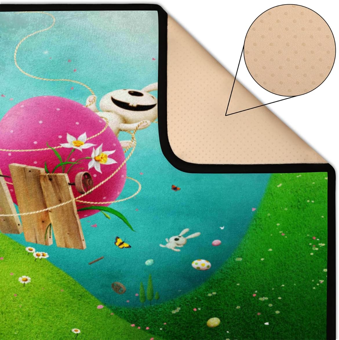 4 x 6 Easter Happy Bunny Rabbit Eggs Super Soft Area Rug for Kids Baby Nursery, Rugs for Living Room, Large Carpets for Bedroom