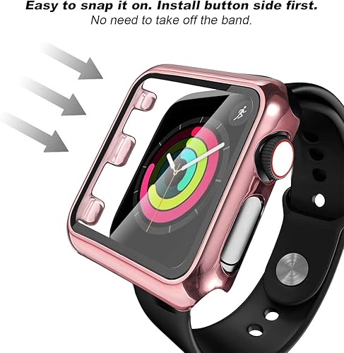 Miniatura 4 de Secbolt Funda compatible con Apple Watch de 1.496 pulgadas con protector de pantalla de vidrio templado integrado - Funda protectora completa para