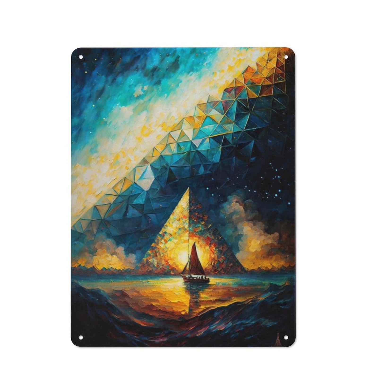 Junmoney Triangle Pyramid Painting Tin Wall Plaque 40X30cm With For Man Cave Or Games Room, For Updating Man Cave And Games Room After Moving