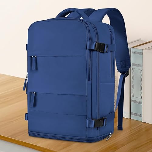 Miniatura 302 de coowoz Mochila de viaje grande para mujeres y hombres,Mochila de transporte,Mochila de senderismo impermeable para deportes al aire libre, Azul, 45
