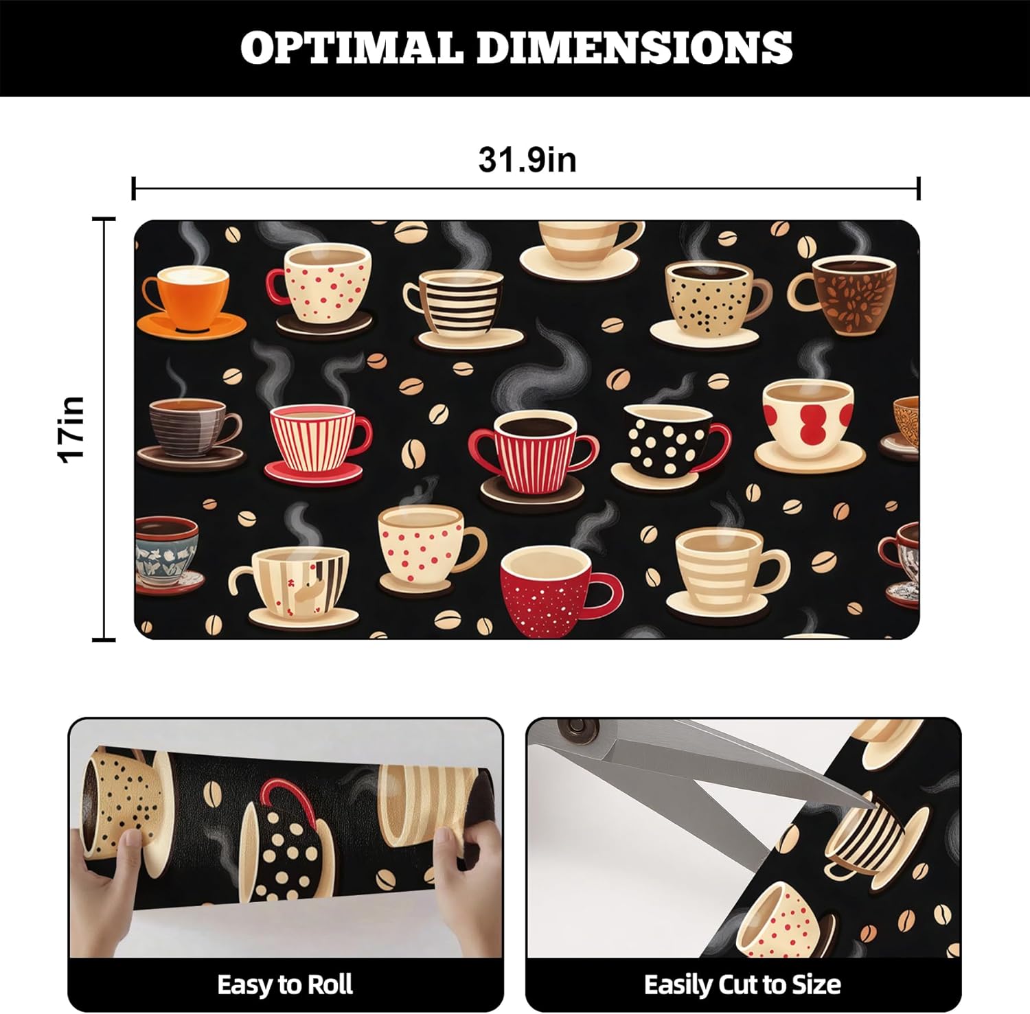 Dish Drying Mat Large Coffee Mat Absorbent Drying Mat for Kitchen Counter Coffee Bar Accessories 32"x 17" (7, 32L"x17W")