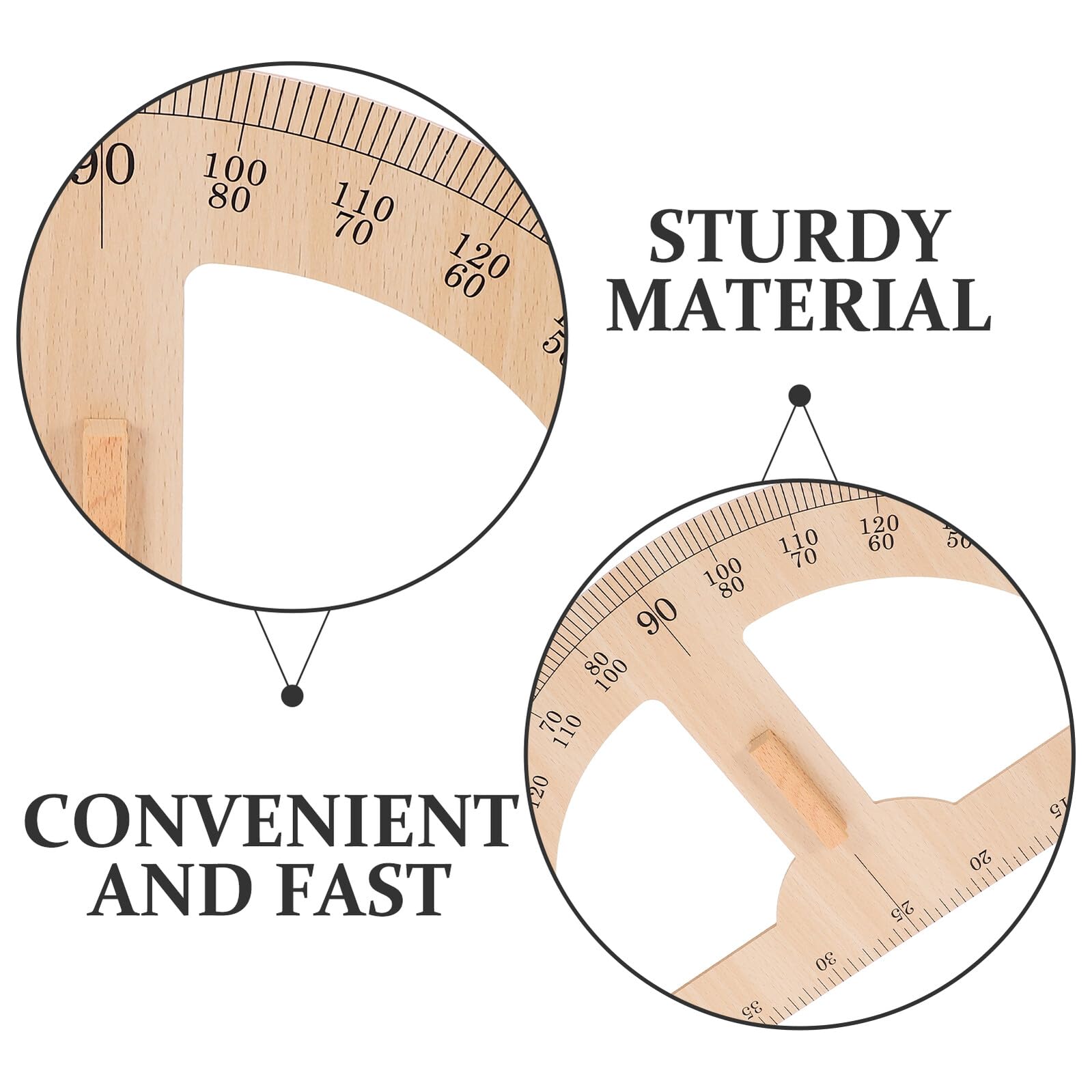 Ipetboom Righello Didattico in Legno per Insegnanti Goniometro Grande per Geometria Strumento di Misura per Aula Righello di Apprendimento per Lezioni Matematiche