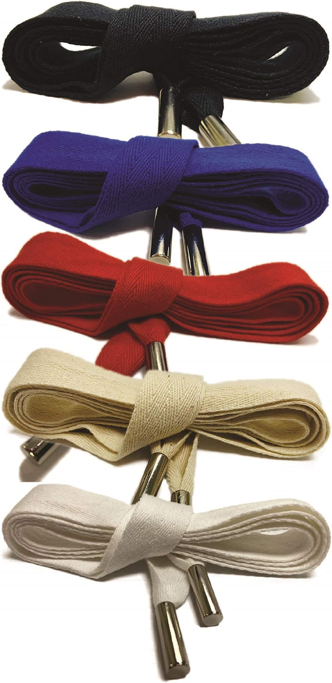 Drawstring Cord Rope - Flat Cotton with Metal Tips 55 Inch Replacement Piping Drawcord String Clothing Hoodie Sewing DIY Crafts BR1115-A