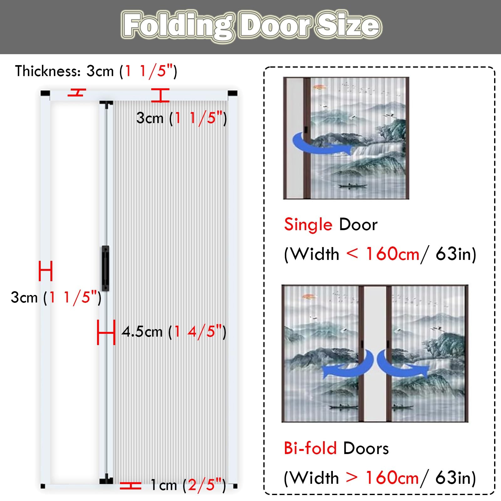 Porte Accordéon Interieur Sur Mesure Avec Cadre/serrure, Hauteur 80 100 120 180 193 195 202 205 210 220 Cm, Portes Pliantes D'intérieur Pour Cuisine/Salon Ou Balcon