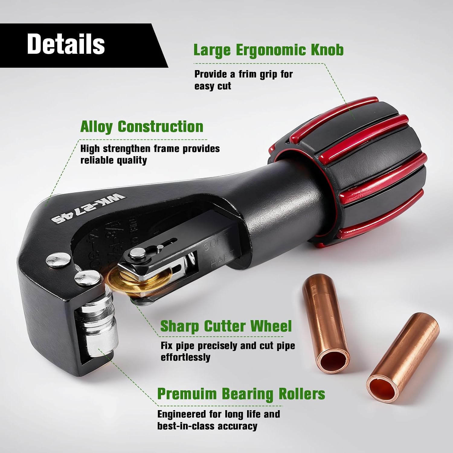 Super Stars Copper Pipe Cutter - Smart Spring-Loaded Tube Cutter – Pressure Adjustable Copper Pipe Cutting Tool for HVAC, Soft & Hard Copper/Aluminum Tubing Durable - 1/8 to 1-3/16 Inches