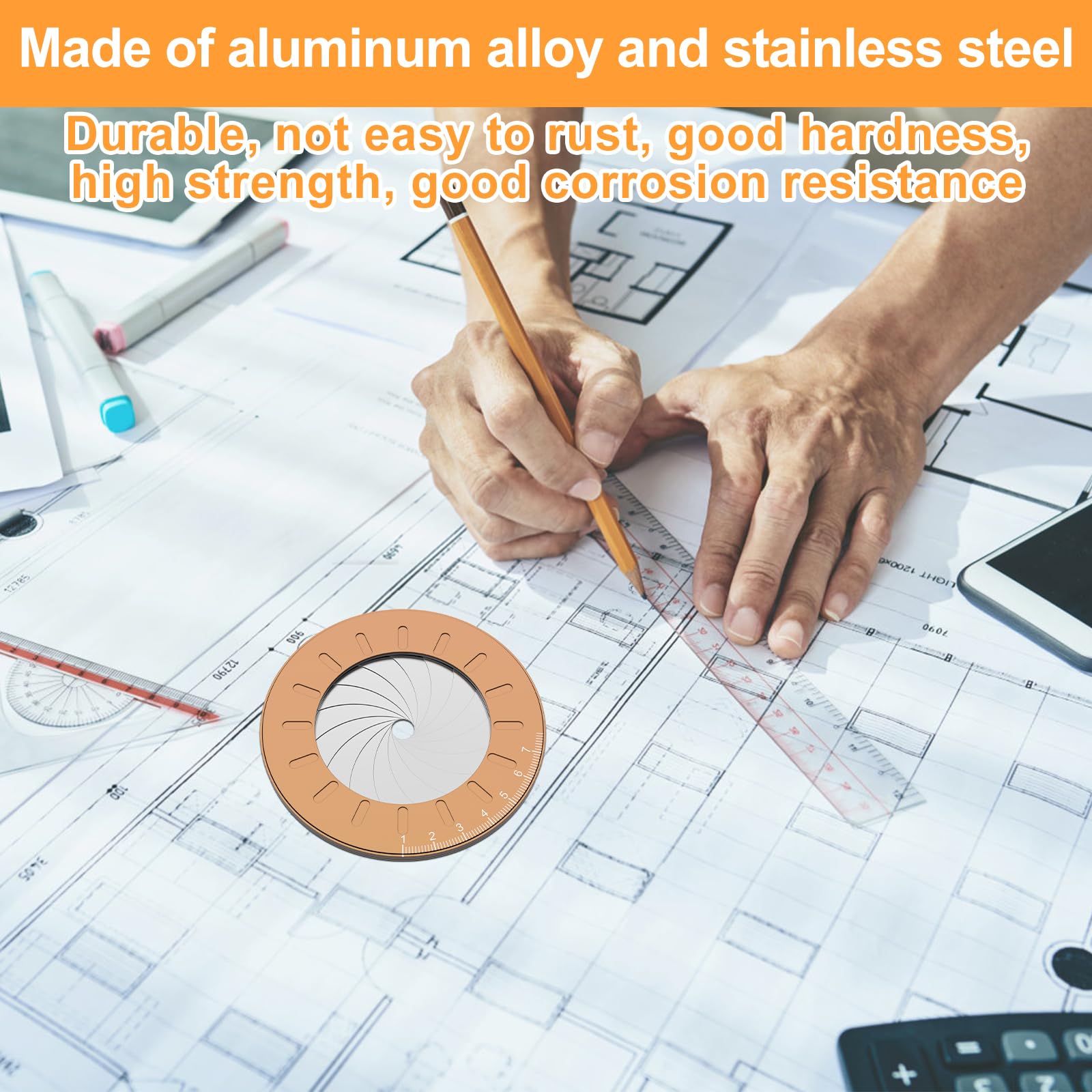 Circle Drawing Maker, Adjustable Circle Drawing Tool, Aluminum Alloy Round Circle Template, Plotter Rotatable Plotting Tools for Carving Woodworking, Drawing Circular Measurement - Image 4