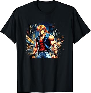 Anime Fighter Cartoon Muscle Anime Fighting Character Art T-Shirt