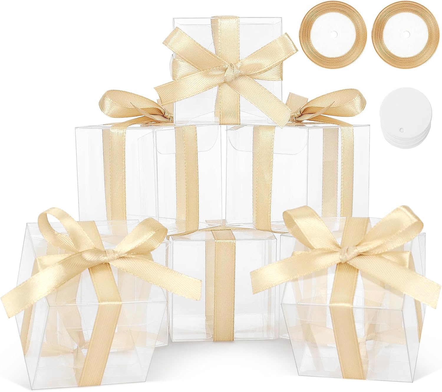 COTOPHER 35 Pcs Clear Candy Apple Boxes, 4x4x4 Inches PET Material Clear Caramel Apple Box, Candy Apple Boxes with Hole Plastic Gift Box for Wedding Favors Baby Shower