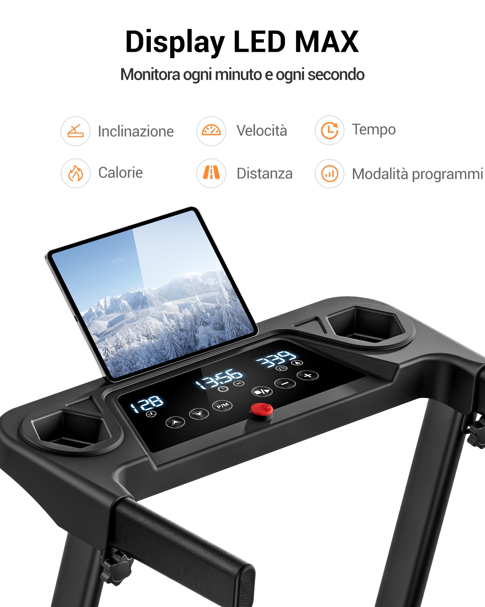 UMAY Tapis Roulant con Inclinazione 18% Automatica, 12KM/H, 160 KG | Tapis Roulant Elettrico, 3,0 HP Tapirulan Pieghevole per Casa e Ufficio