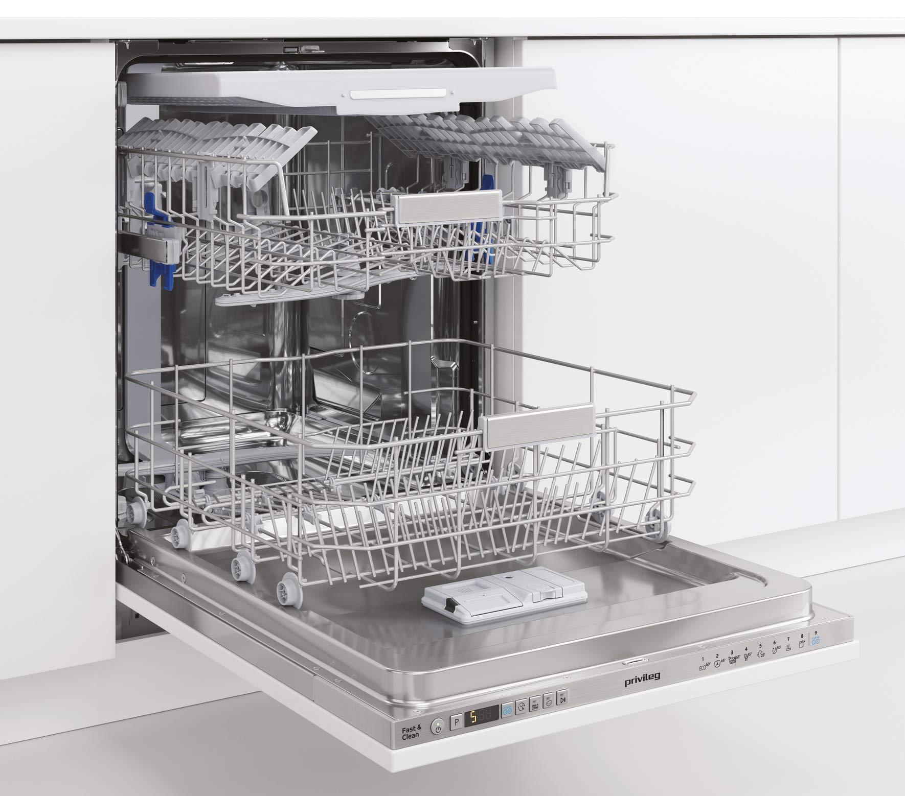 Privileg RIO 3T131 A FE X Vollintegrierbarer Geschirrspüler 60 cm 14 Maßgedecke Fast&Clean 28' Auto Door Push&Go Multizone Startzeitvorwahl Vollwasserschutz Energieklasse D