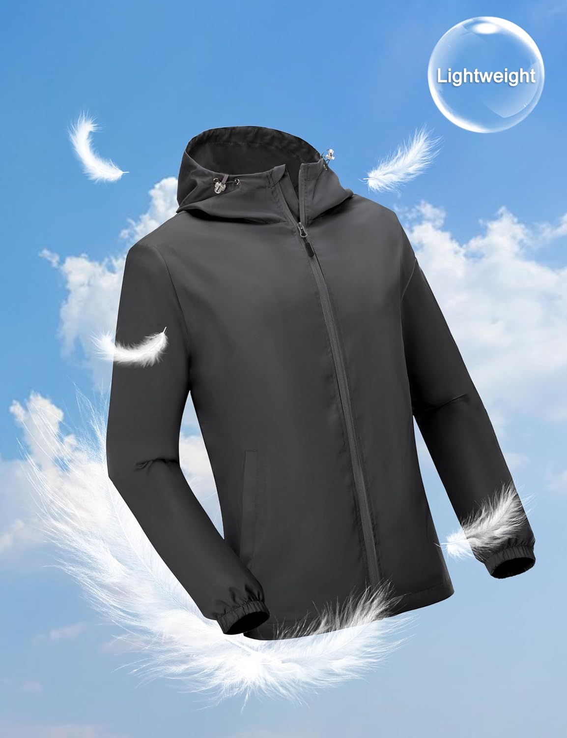 Little Donkey Andy Men’s Lightweight Breathable Windbreaker Golf Jacket UPF50+ Windproof Outdoor Running Coat