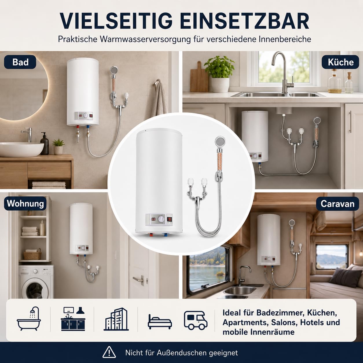 Serbatoio acqua calda elettrica da 50 l, potenza di riscaldamento 2000 W e termometro, risparmio energetico, scaldabagno, scaldabagno