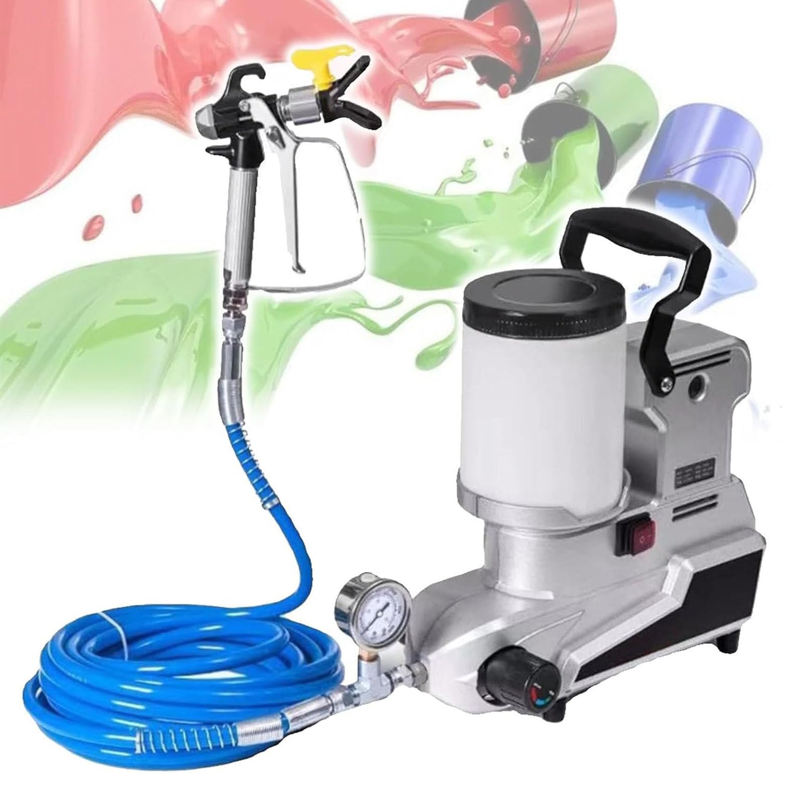 MáQuina Pulverizadora De Pintura Sin Aire De Alta PresióN 1600w, MáQuina De PulverizacióN De Pintura De Alta PresióN De 2L, Flujo De 2,5l/Min,Para Pintar Muebles De Bricolaje,220V