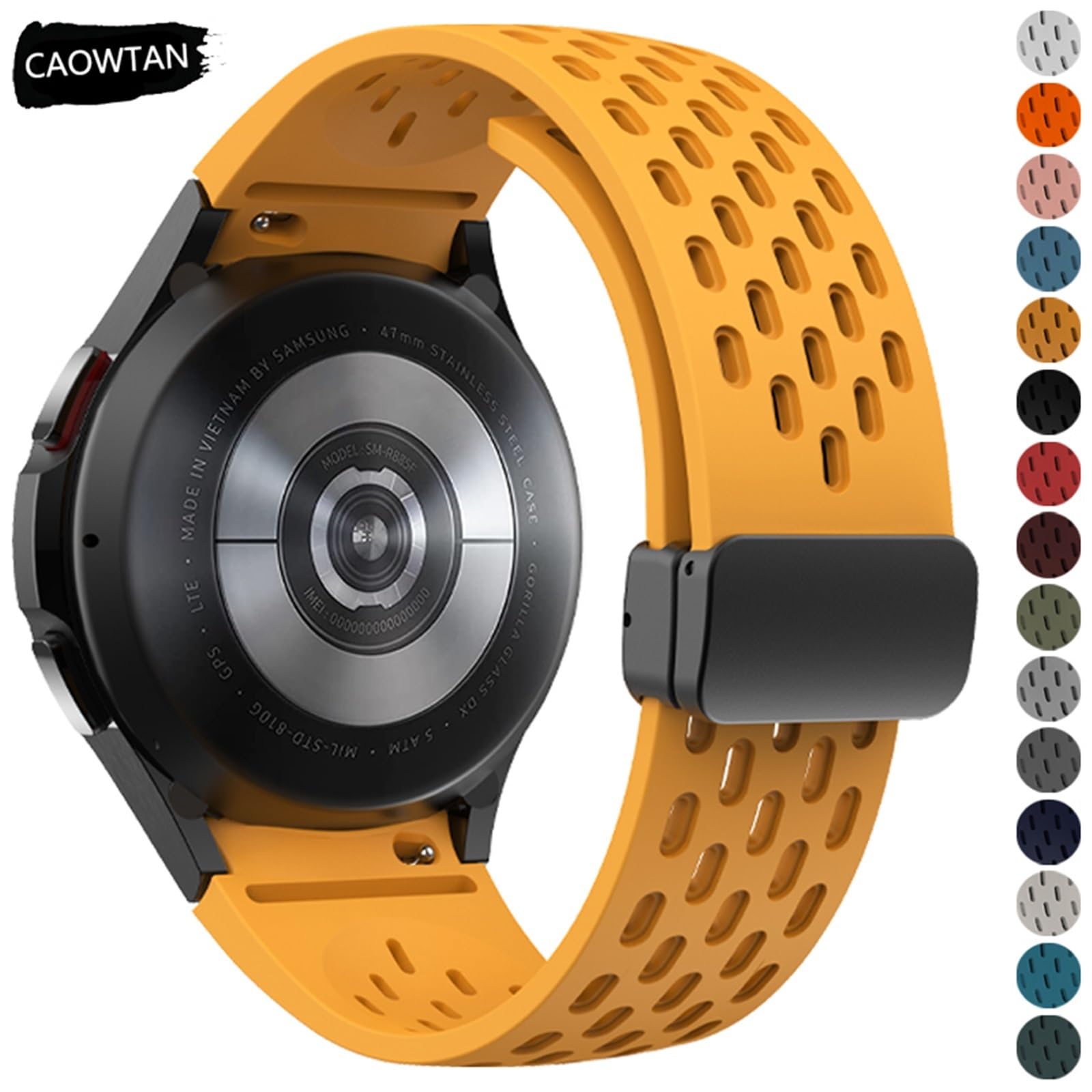 JDIME Cinturino in silicone per Samsung Galaxy Watch 7 6 5 4 40mm 44mm 5Pro 45mm cinturino con fibbia magnetica 6 Classic 43mm 47mm senza lacune cinturini per bracciale