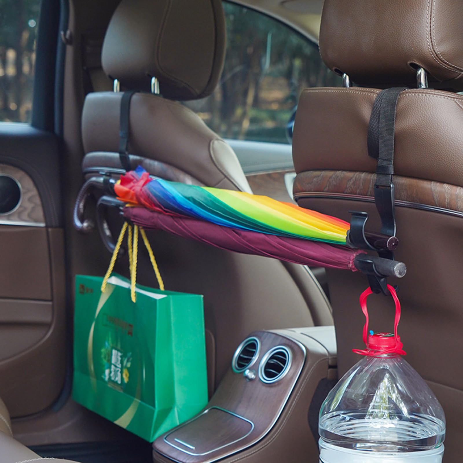 4 Crochets De Rangement Voiture Noir - Organisateur D'Intérieur Universel Pour Sièges Auto