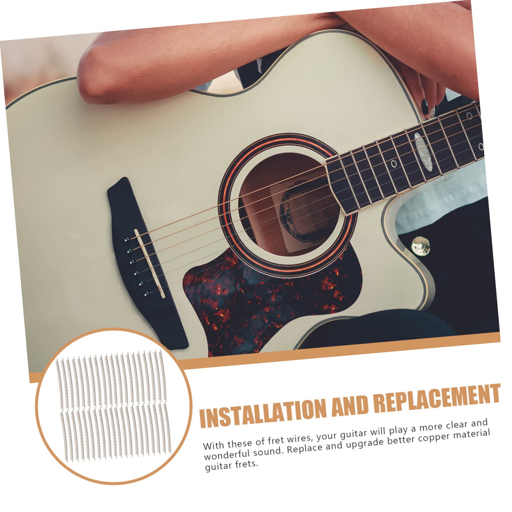 FUNOMOCYA Guitar Fretboard Accessories 40pcs Classical Electric Guitar Fret Wires White Brass Easy Install Fret Replacement Kit