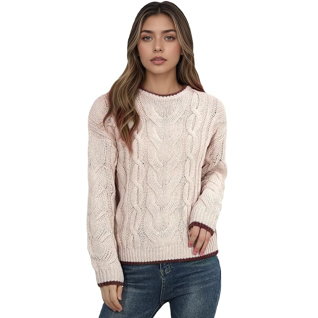 Oweisong Oversized Sweaters for Women Cable Knitted Pullover Jumpers Chunky Loose Sweaters Outfits for Fall Winter