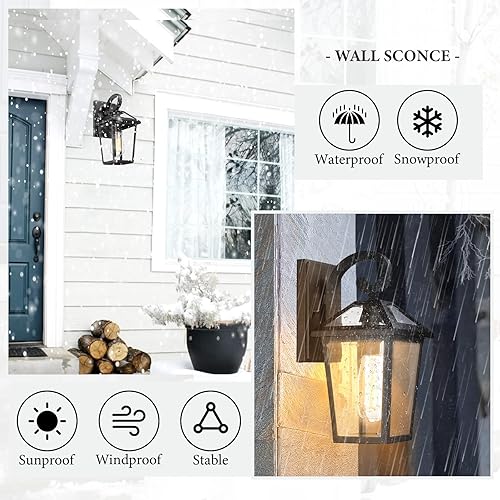 Miniatura 10 de Lámparas de pared para exteriores, faroles de pared exterior impermeables con vidrio, apliques de pared exterior, luces de porche delantero