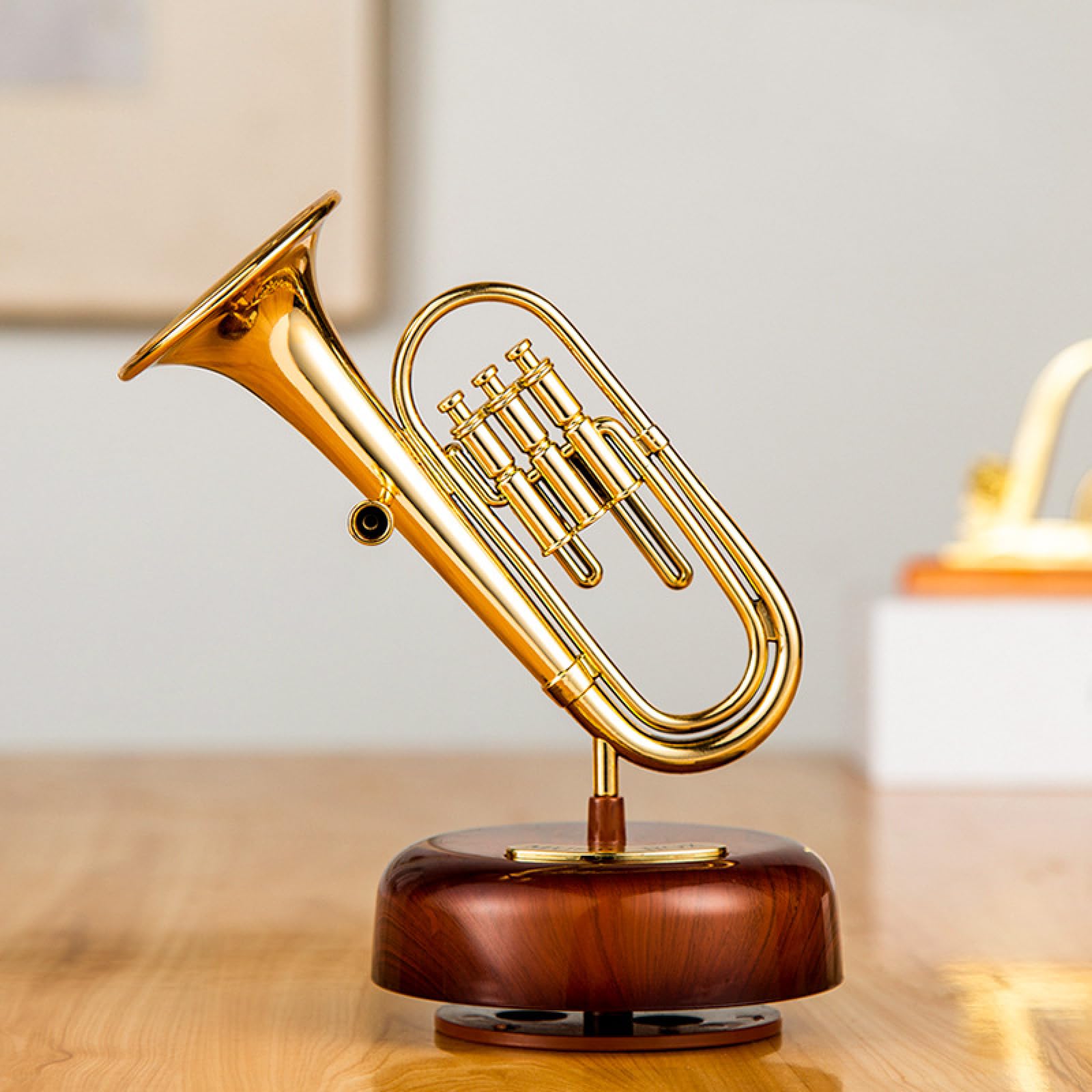 Caja de música retro, modelo nostálgico de arpa Zhongruan, adorno decorativo giratorio para decoración del hogar y regalos