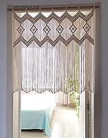 Achart Macrame Doorway Curtains Boho Ivory White Wall Hanging Valance 33.4"W x 35.4"H Window Panel Room Divider