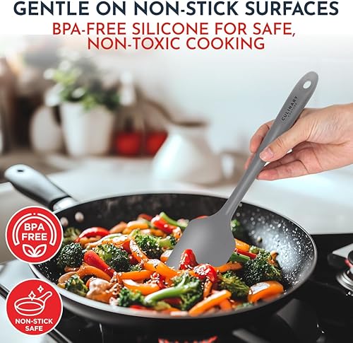 Miniatura 5 de Culinary Couture Juego de 4 espátulas grises para hornear, espátulas de goma de silicona, resistentes al calor hasta 428 F, sin BPA, juego de
