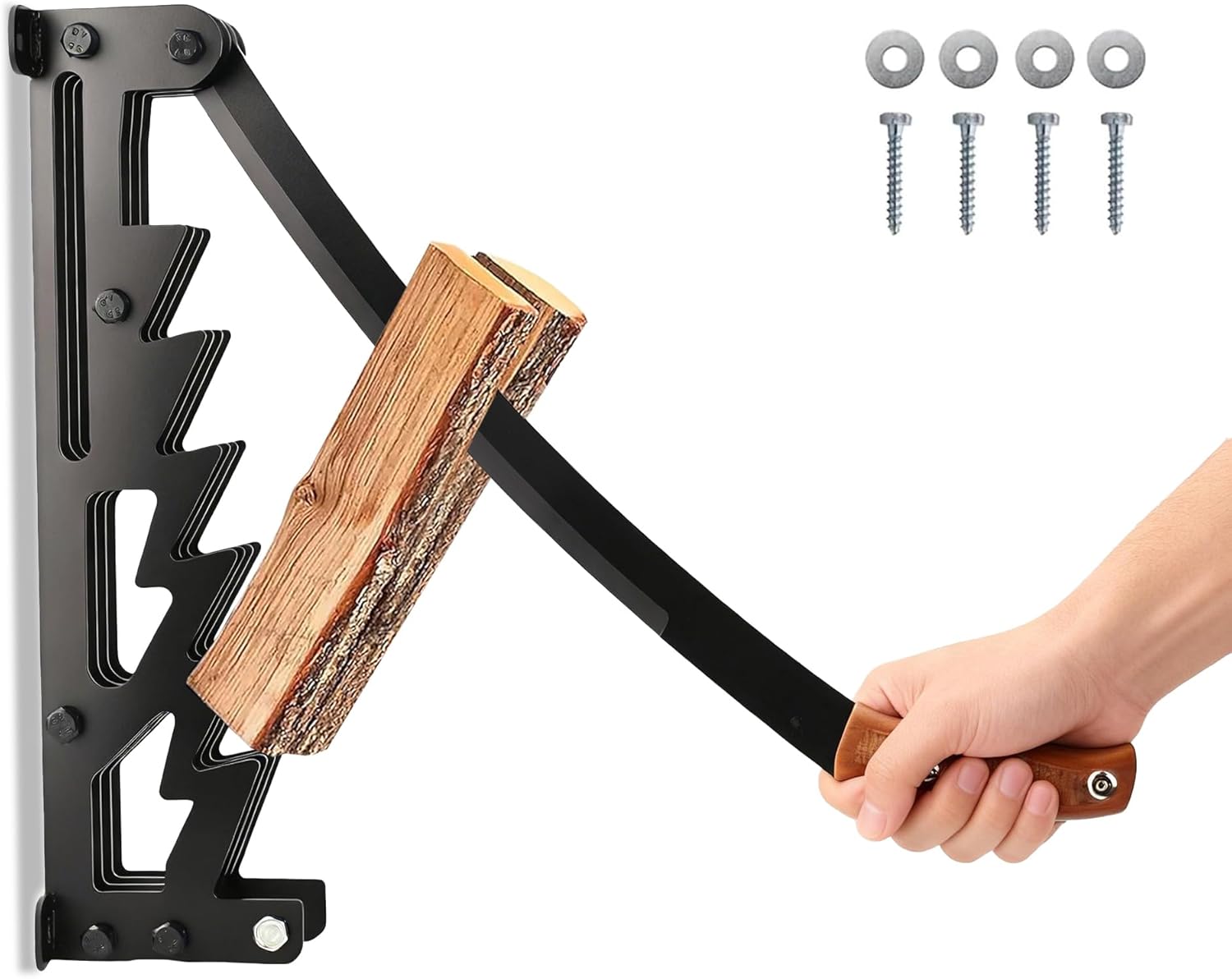 2026 Upgraded Wall Mounted Kindling Splitter for Firewood, Carbon Steel Manual Wood Log Splitter with Safety Screw, Wood Splitting Tools for Indoor & Outdoor