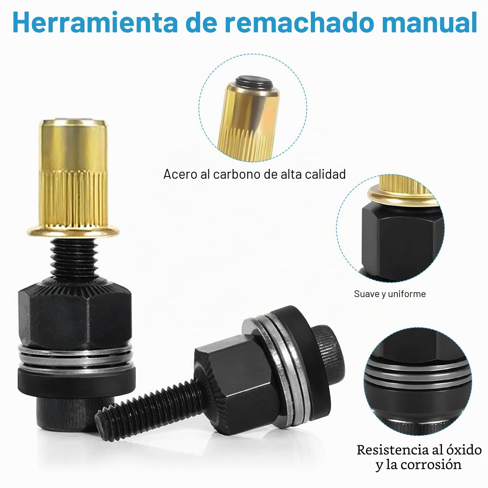 Juego de 7 alicates de remache con 70 tuercas, alicates roscados para M3, M4, M5, M6, M8, M10, M12, Tuercas de empuje, herramienta de remache manual, juego de alicates para metal, acero, chapa y