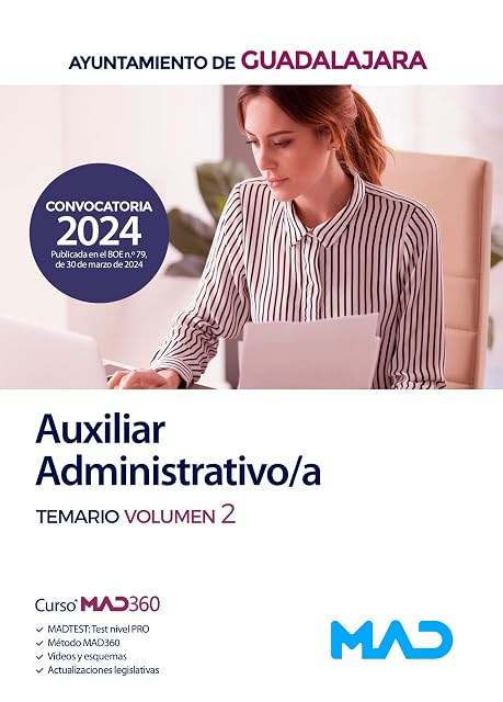 Portada de Auxiliar Administrativo/a. Temario Volumen 2 Ayuntamiento de Guadalaja
