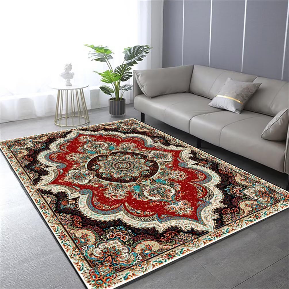 Tapis de chambre ado fille rouge multicolore design 50x80