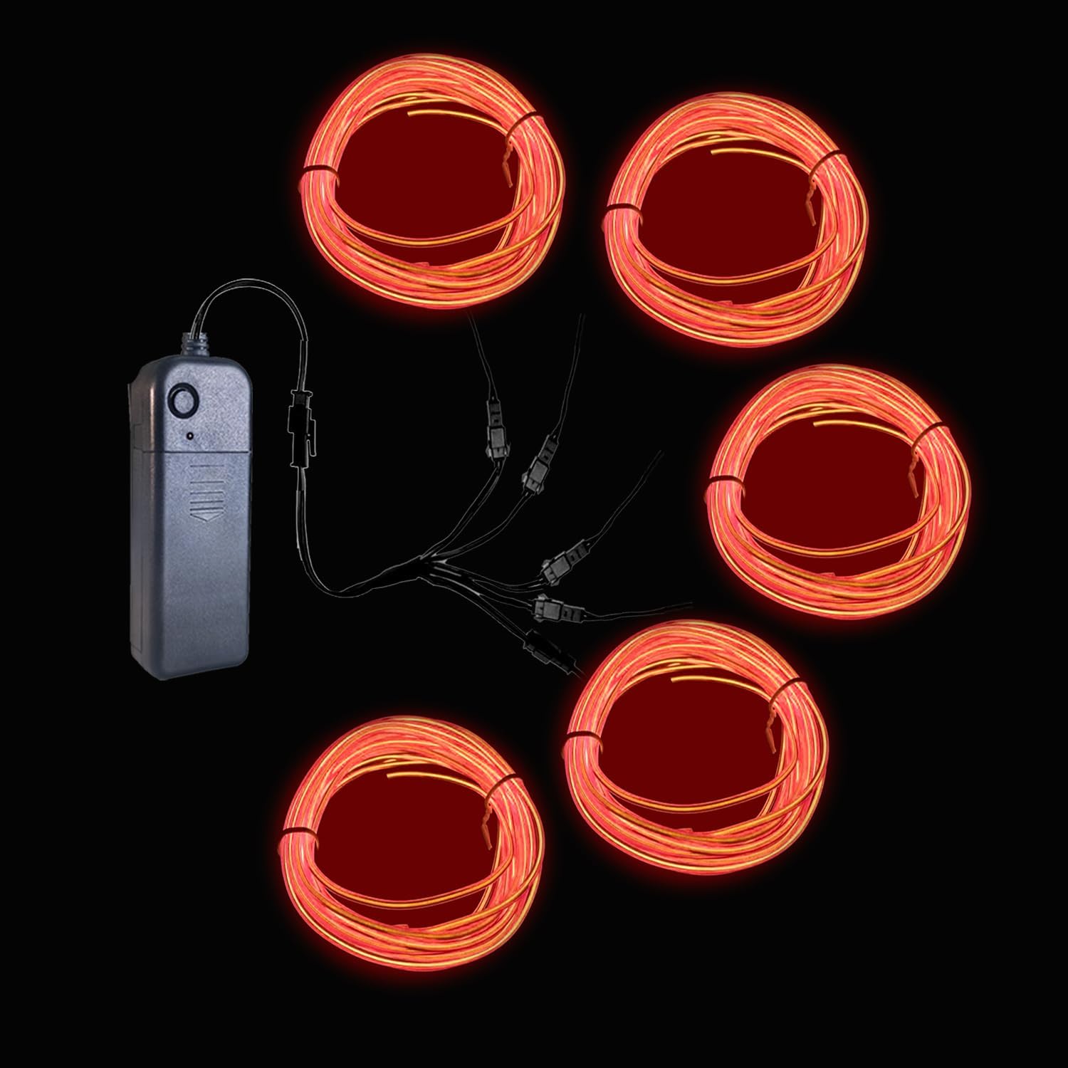 Gcidto Neon Light 5-in-1 Metre EL Wire, a Decorative Lighting Strip with Three Illumination Modes, Suitable for Various Occasions Such as Birthday Parties, Halloween, and More. (Orange)