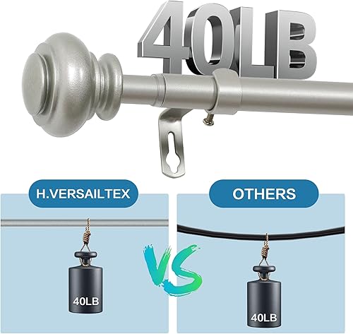 Miniatura 53 de H.VERSAILTEX - Cortinero para ventana ajustable y decorativo de 3/4 pulgadas de diámetro, para una sola ventana, con remates clásicos