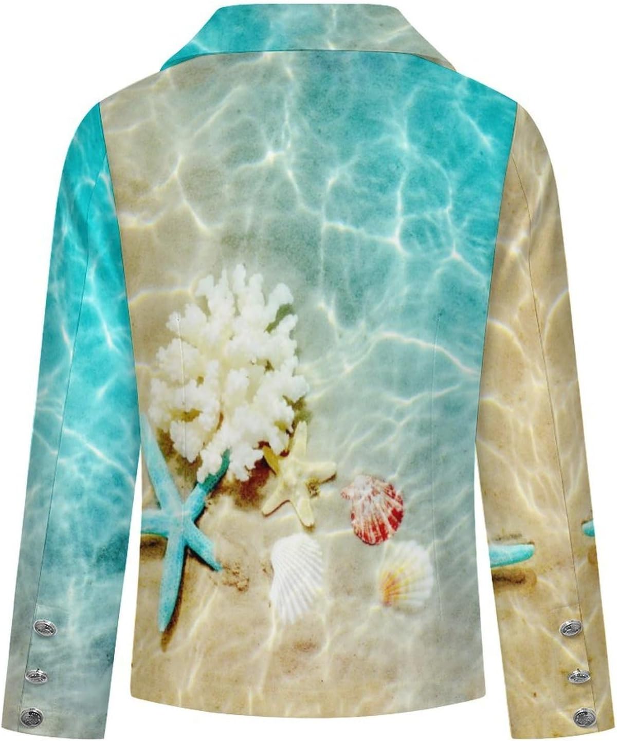 Starfish Coral and Seashell on Beach Women's Casual Blazers Suit Jacket Fashion Business Coat