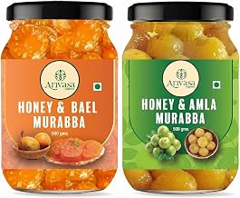 Arivasa Organics Honey & Amla, Bael Murabba Combo (500g each) Traditional & Delicious Immunity Booster sweet Snack, Fiber-Rich Marmalade for Gut Health, height growth Support | No Artificial Additives