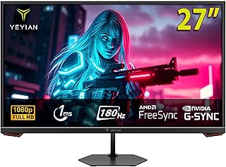 YEYIAN Monitor Plano Gaming Avance 27″ FHD | 1920×1080 | Panel IPS | View 178° | 1000:1 | 180 Hz | 16:9 | 16.7 Millones Colores | Respuesta 1 ms | VESA | DisplayPort/HDMI | YMF-IPF27-G1