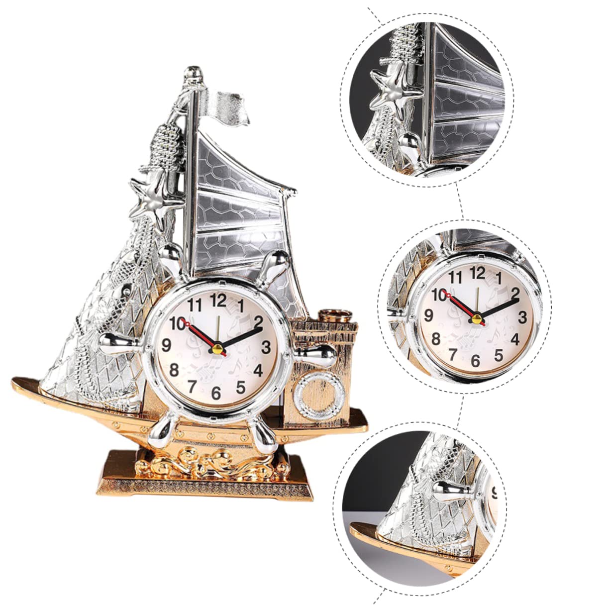 Amazon.co.jp: NUOBESTY 船型デザイン 置時計 装飾 時計 デスク用