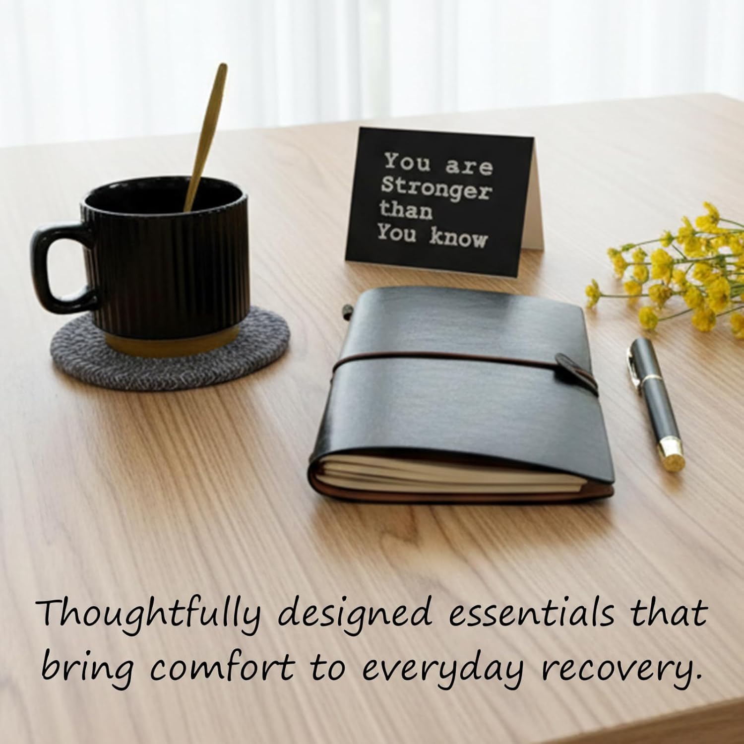 Care Package for Men - Get Well Soon Gifts for Men with Plush Blanket, Ceramic Mug Set, Socks, PU Notebook, Pen, Stress Stone & Greeting Card - Encouragement & Support Gift for Dad, Friend - Image 5