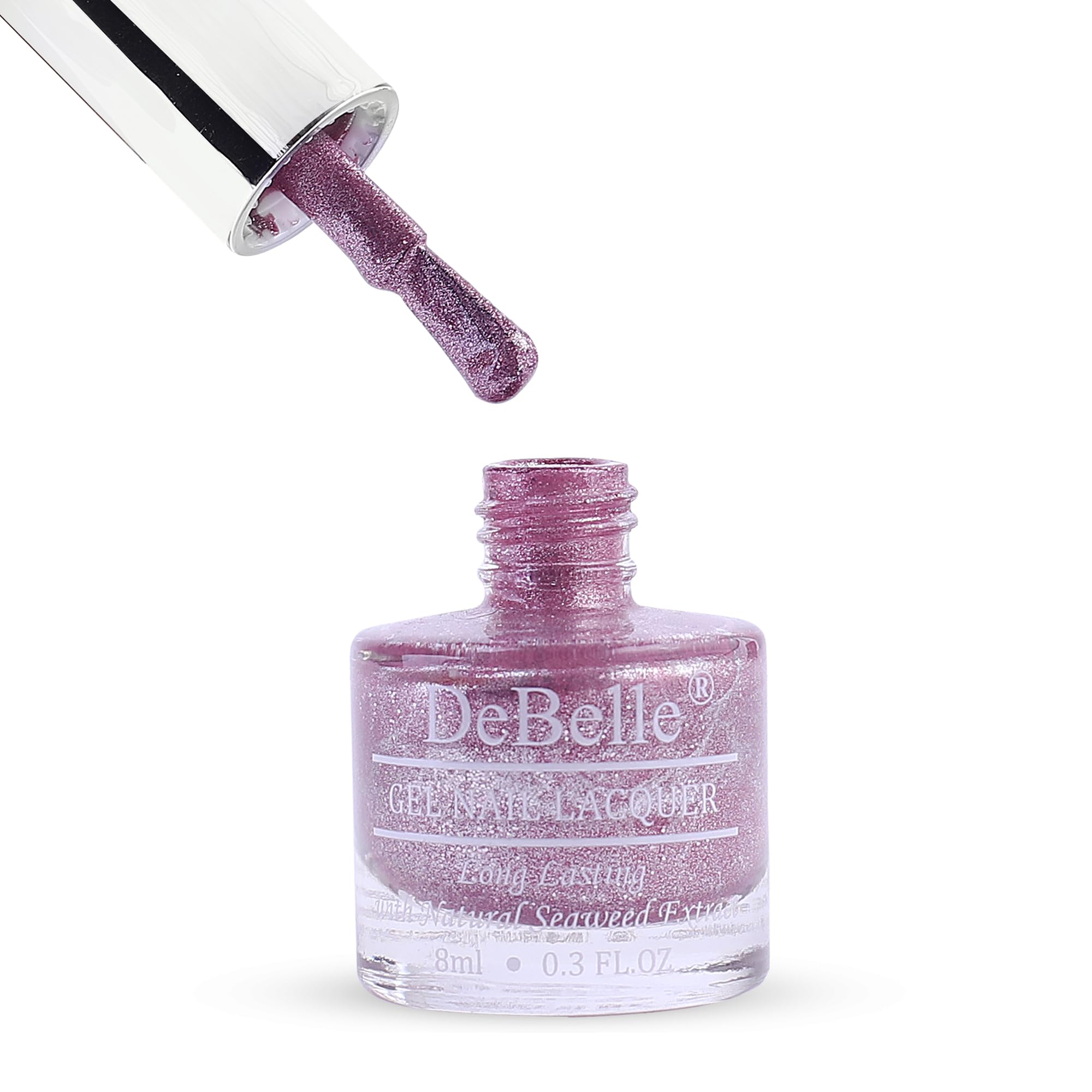 DeBelle Gel Nail Lacquer Finish Adorable Amelia(Purple with Pink Glitter), 8 Ml-Enriched With Natural Seaweed Extract, Cruelty Free, 21 Free Formula - Image 3 thumbnail